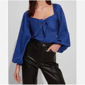 New EXPRESS Satin Jacquard Tie Front purple Thong Bodysuit XS S Retail $70